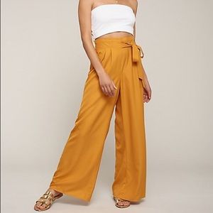 Mustard/ Yellow Tie Palazzo Pants